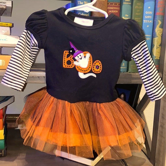 Bonnie Baby Other - Bonnie Baby Halloween Boo 👻 shirt dress with tutu skirt ruffle bottom 6-9M